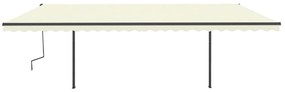 Toldo retrátil manual com postes 6x3,5 m cor creme