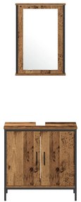 Conjunto de Móveis de Casa de Banho de 3 Peças Madeira Velha Madeira R