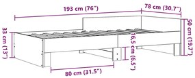 Estrutura de cama 75x190 cm derivados de madeira cinza cimento