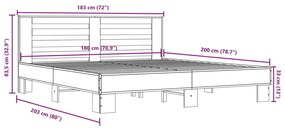 Estrutura de cama 180x200 cm derivados madeira/metal