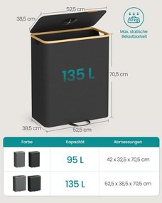 Contentor para recolha de garrafas retornáveis 135 L Preto-bege natural