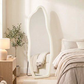 Espelho de Corpo Inteiro 160x60 cm de Pé ou Parede com Moldura Arqueada Aveludada Creme