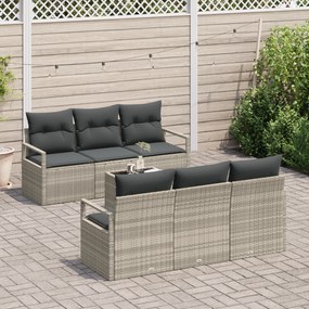 Conjunto de Sofá de Jardim vidaXL 7 Peças com Almofadas Cinza Claro Vi