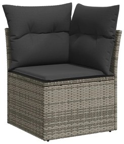 6 pcs conjunto sofás de jardim com almofadões vime cinzento