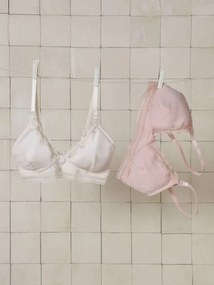 Lote de 2 soutiens sem armação, em algodão bio, especial amamentação rosado