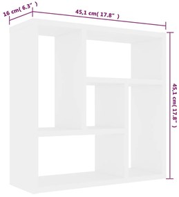 Estante de parede 45,1x16x45,1 cm derivados de madeira branco