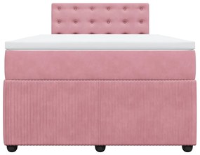 Cama boxspring com colchão 120x200 cm veludo rosa