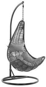 Cadeira suspensa em rattan preto com suporte ATRI Beliani