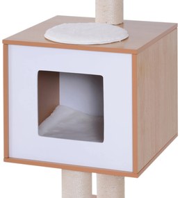 Árvore Arranhadora para Gatos de Madeira 71,5x49,5x120cm Torre para Gatos com Caverna Plataformas Postes Arranhadores de Sisal Almofadas de Pelúcia Su