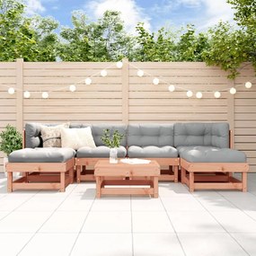 7 pcs conjunto lounge de jardim madeira de douglas maciça