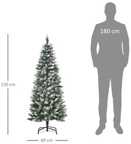 HOMCOM Árvore de Natal Artificial Ø69x150cm com 464 Ramas e 28 Pinhas