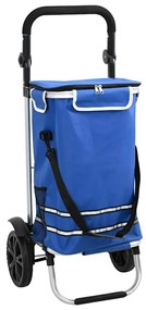 Carrinho de Compras vidaXL com Rodas e Cabo Ajustável Azul 40 L