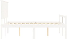 Cama de casal para idosos com cabeceira madeira maciça branco