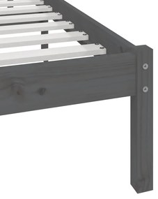 Estrutura de cama de casal 135x190 cm pinho maciço cinzento