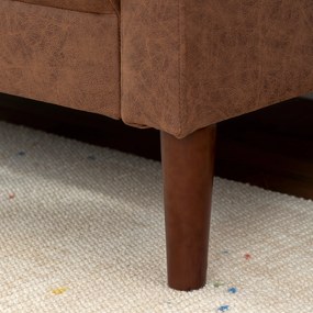 Sofá de 2 Lugares Estofado em Microfibra Sofá Moderno com Pés de Madeira Apoio de Braços 130x78x85 cm Castanho