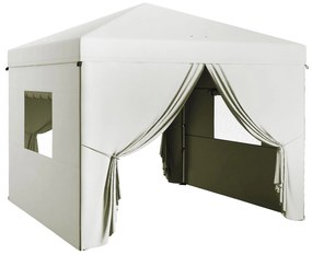 Outsunny Tenda Dobrável 3x3 m Tenda de Jardim com 4 Paredes Laterais 2 Janelas de Malha Altura Ajustável Impermeável e Anti-UV Branco | Aosom Portugal