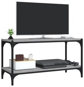 Móvel de TV 80x33x41 cm derivados madeira/aço cinzento sonoma