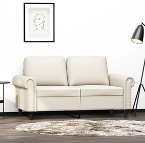 vidaXL Sofá de 2 lugares 120 cm couro artificial cor creme