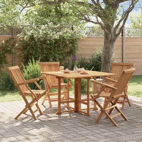 vidaXL 5 pcs conjunto jantar dobrável p/ exterior madeira teca maciça