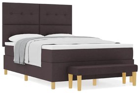 Cama Box com Colchão e Banco vidaXL Marrom Escuro 140x190 cm Tecido