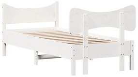 Estrutura de cama com cabeceira 90x200 cm pinho maciço branco