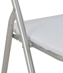 Cadeiras de jantar dobráveis 6 pcs couro artificial branco