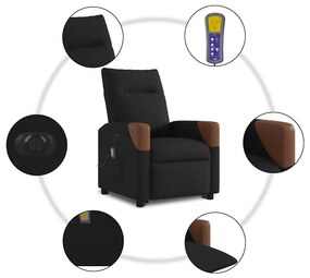 Poltrona elétrica elevatória massagens tecido preto