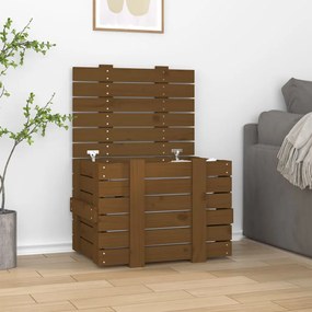 vidaXL Caixa de arrumação 58x40,5x42 cm pinho maciço castanho mel