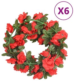 Grinaldas de flores de Natal 6 pcs 240 cm vermelho