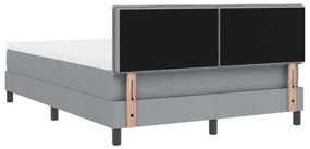 Cama Box Spring com colchão Cinza Claro 140x190 cm Tecido