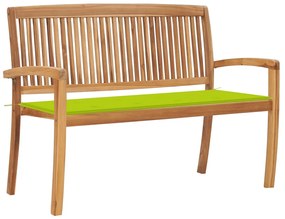 vidaXL Banco de jardim empilhável c/ almofadão 128,5 cm teca maciça