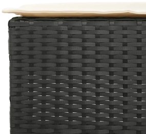 5 pcs conjunto de bar p/ jardim c/ almofadões vime PE preto