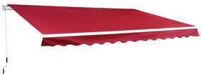 Toldo de alumínio manual dobrável com manivela para pátio Varanda Jardim e terraço Tecido de poliéster 280g / m² - Vermelho - 4x2.5m