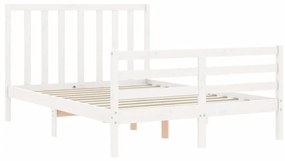 Estrutura de cama com cabeceira 120x200cm madeira maciça branco