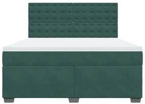 Cama com molas/colchão 180x200 cm veludo verde-escuro
