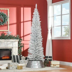 Árvore de Natal Artificial 210 cm Ignífugo com 199 Ramos de PVC Decoração de Natal para Interiores Branco