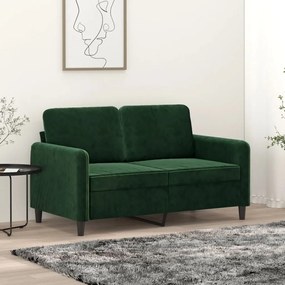 vidaXL Sofá de 2 lugares 120 cm veludo verde-escuro