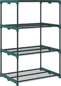 Suporte para Plantas de 4 Níveis Estante para Plantas em Aço Prateleiras de Grade 67x49x105 cm Verde Escuro