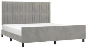 Estrutura de cama c/ cabeceira 180x200 cm veludo cinzento-claro