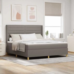 Cama Box Spring vidaXL com Colchão e LED Taupe 180x200 cm Tecido