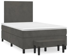 vidaXL Cama boxspring com colchão 120x190 cm veludo cinzento-escuro