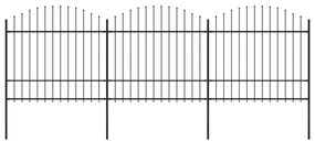 vidaXL Cerca de jardim com topo em lanças (1,5-1,75)x5,1 m aço preto