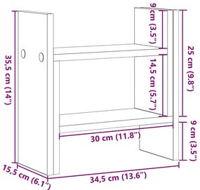 Organizador de Mesa Carvalho Preto 50x15.5x35.5 cm Madeira de Engenhar