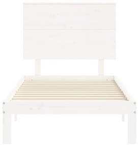 Estrutura de cama com cabeceira 100x200cm madeira maciça branco