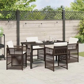 Conjunto de Jantar Jardim 5 Peças com Almofadas de Rattan Sintético Ma