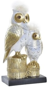 Figura Decorativa Dkd Home Decor Corujas Dourado Branco Resina Tradicional (14,5 X 9 X 26 cm)