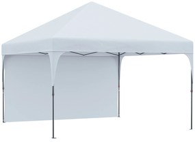 Outsunny Tenda Dobrável 3x3m com Altura Ajustável Tenda de Jardim com 1 Parede Lateral Teto com Ventilação 4 Sacos de Areia e Bolsa de Transporte para Acampamento Festas Branco