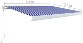Toldo manual com caixa 350x250 cm azul e branco