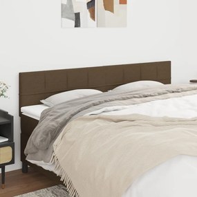 346091 vidaXL Cabeceira de cama 2 pcs tecido 100x5x78/88 cm castanho -escuro