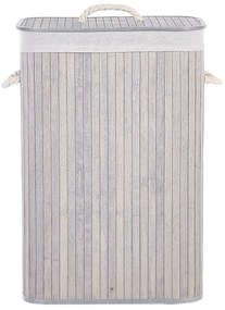 Cesto em madeira de bambu cinzenta clara e branca 60 cm KOMARI Beliani